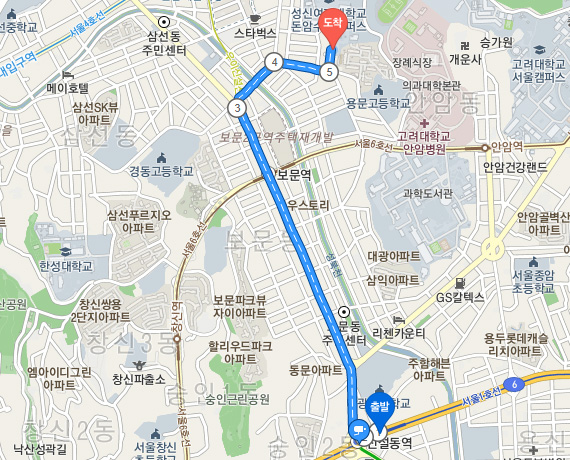 성신여대-찾아오시는길-돈암수정캠퍼스-자가용-신설동출발